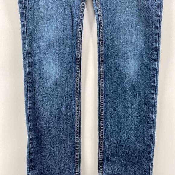 🎁5/$25 Moto Jeans Women 30 Skinny 5 Pocket Blue Denim Full Zip Button Closure - Picture 3 of 16